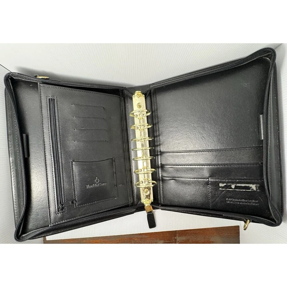 VTG Leather  Franklin Covey Planner Crossbody Strap Classic Zip  Free Shipping